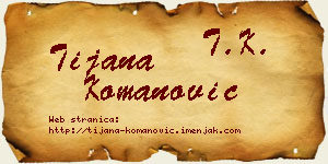 Tijana Komanović vizit kartica